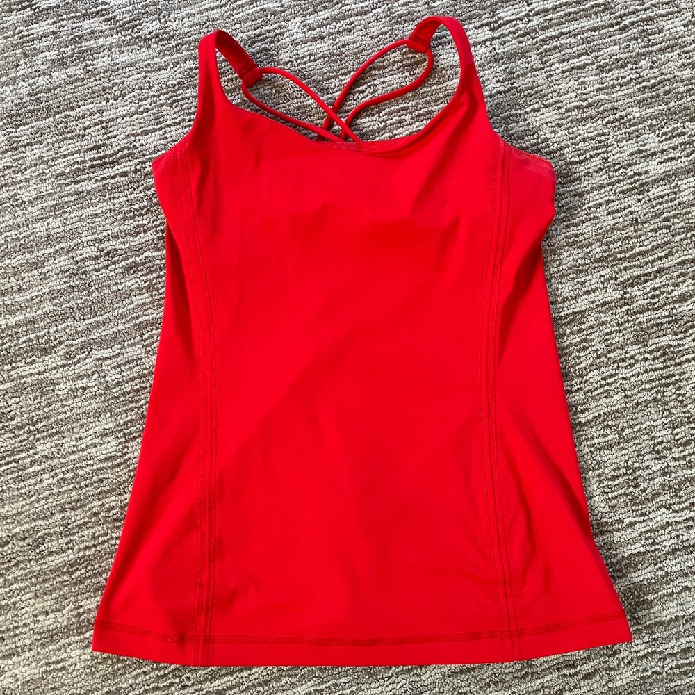 LULULEMON Red Free to Be Cross back workout tank EUC